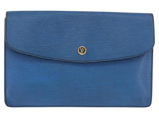 LOUIS VUITTON Epi Montaigne 27 Clutch Bag Blue M52655 LV Auth 184193 - vista 13