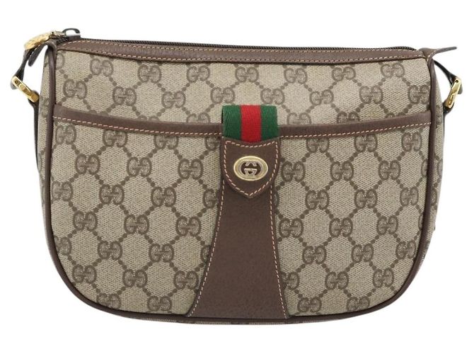 Borsa GUCCI GG Supreme Web Sherry Line in PVC Beige Oro 89 02 032 Auth 184227 D'oro - vista 13