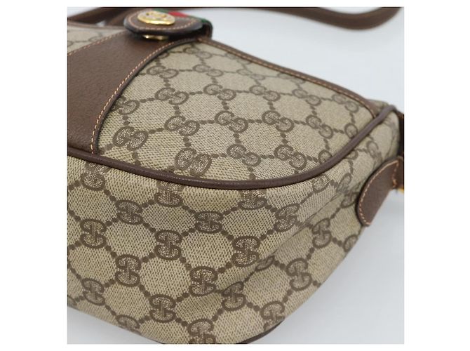 Borsa GUCCI GG Supreme Web Sherry Line in PVC Beige Oro 89 02 032 Auth 184227 D'oro - vista 14