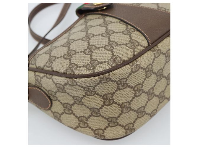 Borsa GUCCI GG Supreme Web Sherry Line in PVC Beige Oro 89 02 032 Auth 184227 D'oro - vista 15