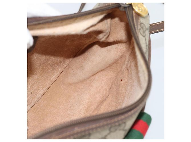 Borsa GUCCI GG Supreme Web Sherry Line in PVC Beige Oro 89 02 032 Auth 184227 D'oro - vista 19