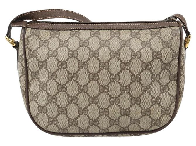 Borsa GUCCI GG Supreme Web Sherry Line in PVC Beige Oro 89 02 032 Auth 184227 D'oro - vista 2