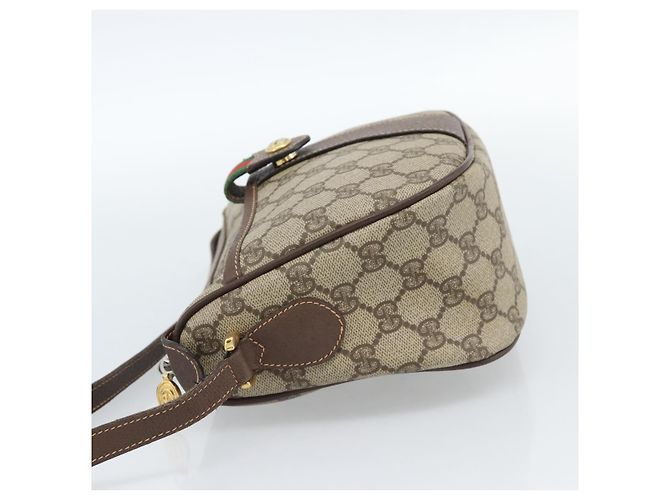 Borsa GUCCI GG Supreme Web Sherry Line in PVC Beige Oro 89 02 032 Auth 184227 D'oro - vista 3