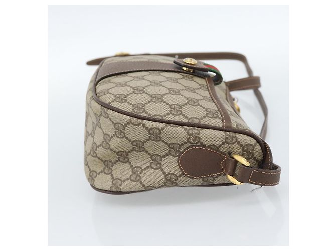 Borsa GUCCI GG Supreme Web Sherry Line in PVC Beige Oro 89 02 032 Auth 184227 D'oro - vista 4