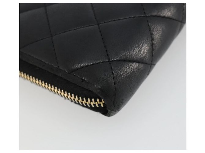 CHANEL Matelassé Long Wallet Lammfell Schwarz Gold CC Authentisch 183495 Golden - Ansicht 16
