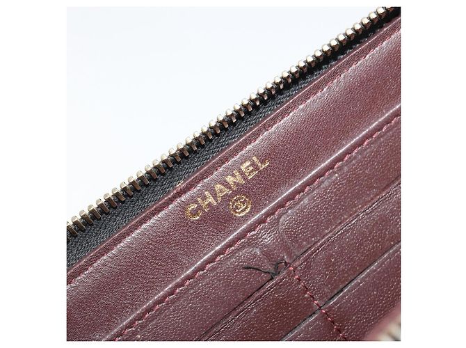 CHANEL Matelassé Long Wallet Lammfell Schwarz Gold CC Authentisch 183495 Golden - Ansicht 18