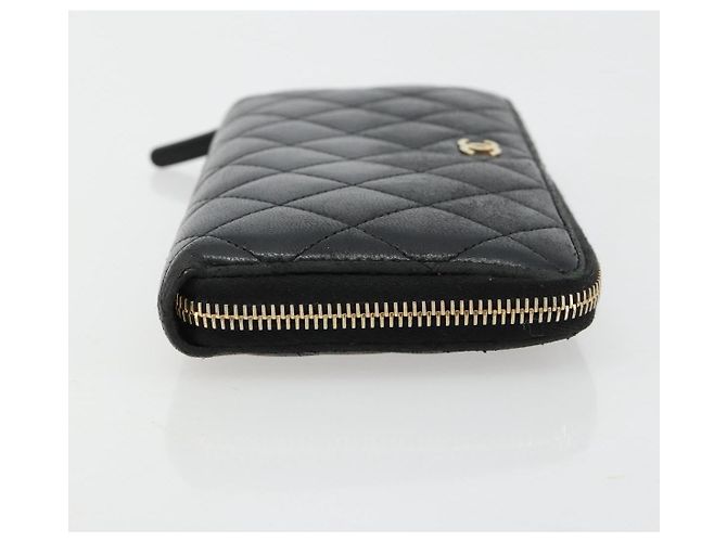 CHANEL Matelassé Long Wallet Lammfell Schwarz Gold CC Authentisch 183495 Golden - Ansicht 3