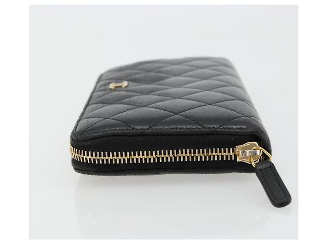 CHANEL Matelassé Long Wallet Lammfell Schwarz Gold CC Authentisch 183495 Golden - Ansicht 4