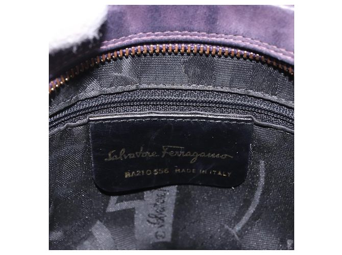 Borsa a tracolla Salvatore Ferragamo Vala in scamosciato viola e oro Autentica 182673 - vista 12