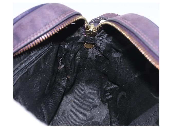 Borsa a tracolla Salvatore Ferragamo Vala in scamosciato viola e oro Autentica 182673 - vista 17
