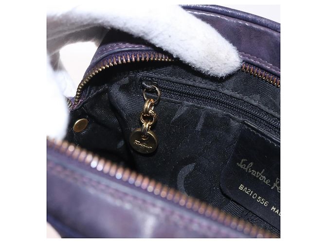 Borsa a tracolla Salvatore Ferragamo Vala in scamosciato viola e oro Autentica 182673 - vista 19