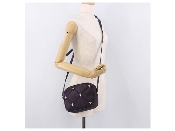 Borsa a tracolla Salvatore Ferragamo Vala in scamosciato viola e oro Autentica 182673 - vista 21