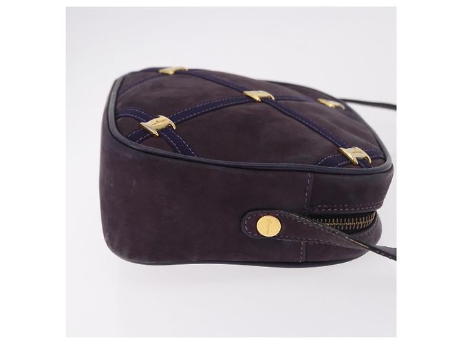 Borsa a tracolla Salvatore Ferragamo Vala in scamosciato viola e oro Autentica 182673 - vista 3