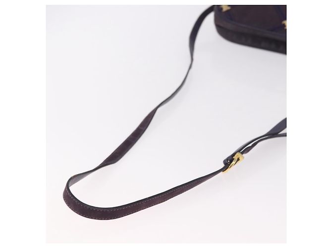Borsa a tracolla Salvatore Ferragamo Vala in scamosciato viola e oro Autentica 182673 - vista 7