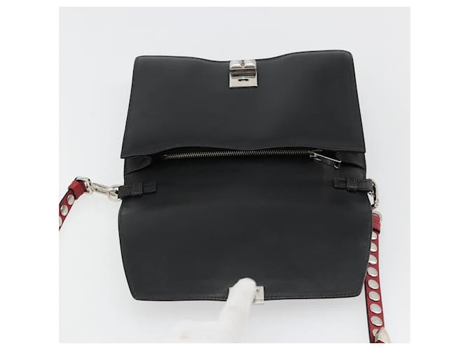 Borsa a tracolla PRADA Electra Studs in pelle nera e argento Auth 182970V Nero - vista 20