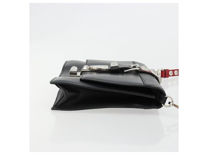 Borsa a tracolla PRADA Electra Studs in pelle nera e argento Auth 182970V Nero - vista 3