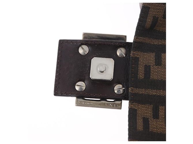 FENDI Zucca Canvas Mamma Baguette Shoulder Bag Black Brown Auth am11778V Marrone Nero - vista 10