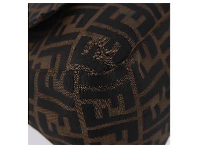 FENDI Zucca Canvas Mamma Baguette Shoulder Bag Black Brown Auth am11778V Marrone Nero - vista 14