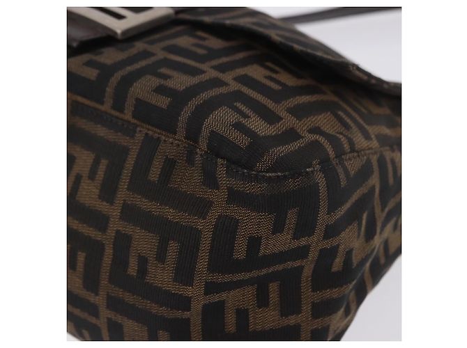 FENDI Zucca Canvas Mamma Baguette Shoulder Bag Black Brown Auth am11778V Marrone Nero - vista 15
