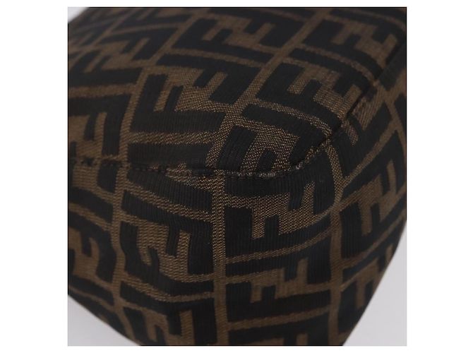 FENDI Zucca Canvas Mamma Baguette Shoulder Bag Black Brown Auth am11778V Marrone Nero - vista 16