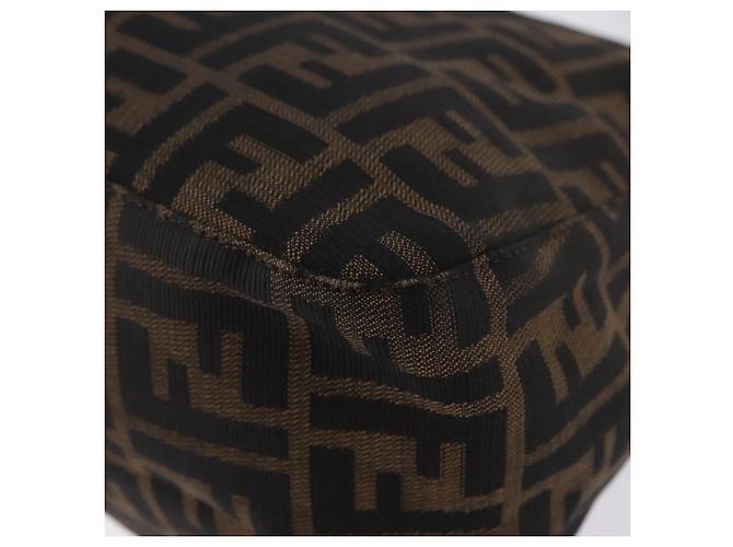 FENDI Zucca Canvas Mamma Baguette Shoulder Bag Black Brown Auth am11778V Marrone Nero - vista 17