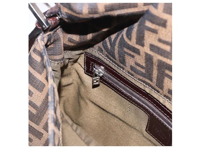 FENDI Zucca Canvas Mamma Baguette Shoulder Bag Black Brown Auth am11778V Marrone Nero - vista 23