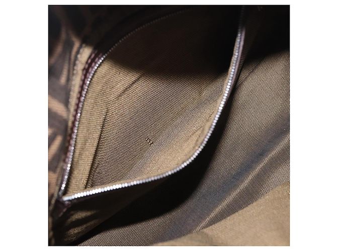 FENDI Zucca Canvas Mamma Baguette Shoulder Bag Black Brown Auth am11778V Marrone Nero - vista 24