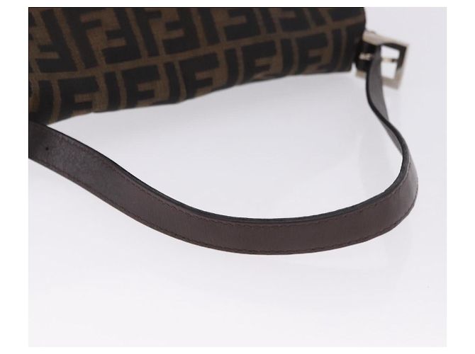 FENDI Zucca Canvas Mamma Baguette Shoulder Bag Black Brown Auth am11778V Marrone Nero - vista 7