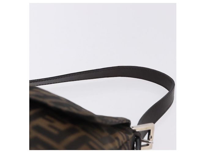 FENDI Zucca Canvas Mamma Baguette Shoulder Bag Black Brown Auth am11778V Marrone Nero - vista 8