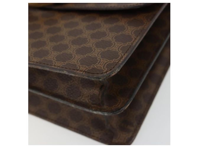 Céline Borsa CELINE Macadam Canvas PVC Pelle Marrone Oro Auth 182108 D'oro - vista 10