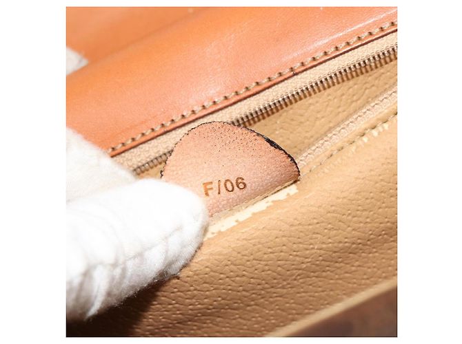 Céline Borsa CELINE Macadam Canvas PVC Pelle Marrone Oro Auth 182108 D'oro - vista 12