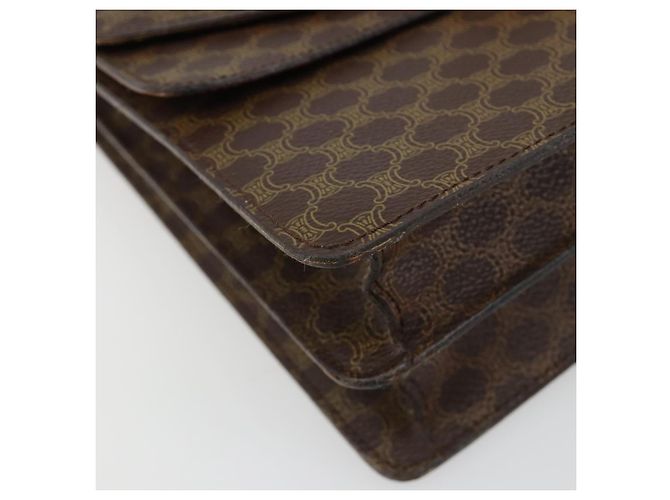 Céline Borsa CELINE Macadam Canvas PVC Pelle Marrone Oro Auth 182108 D'oro - vista 14