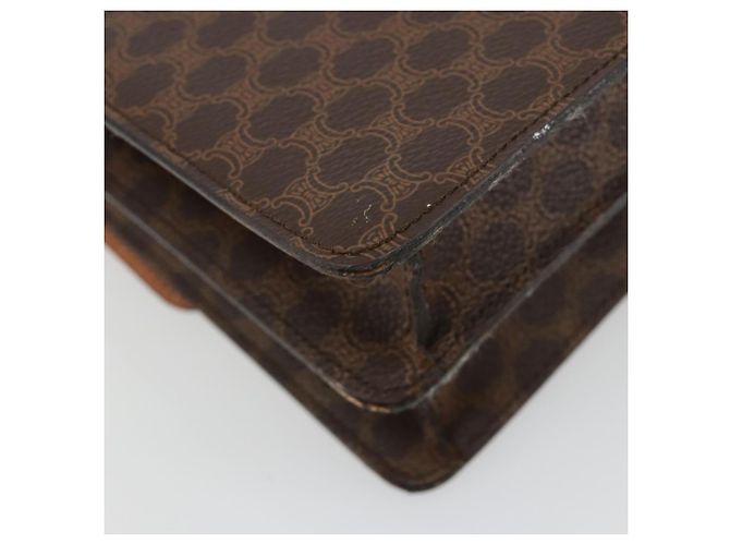 Céline Borsa CELINE Macadam Canvas PVC Pelle Marrone Oro Auth 182108 D'oro - vista 16