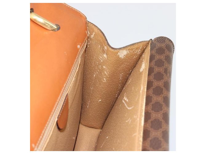 Céline Borsa CELINE Macadam Canvas PVC Pelle Marrone Oro Auth 182108 D'oro - vista 20