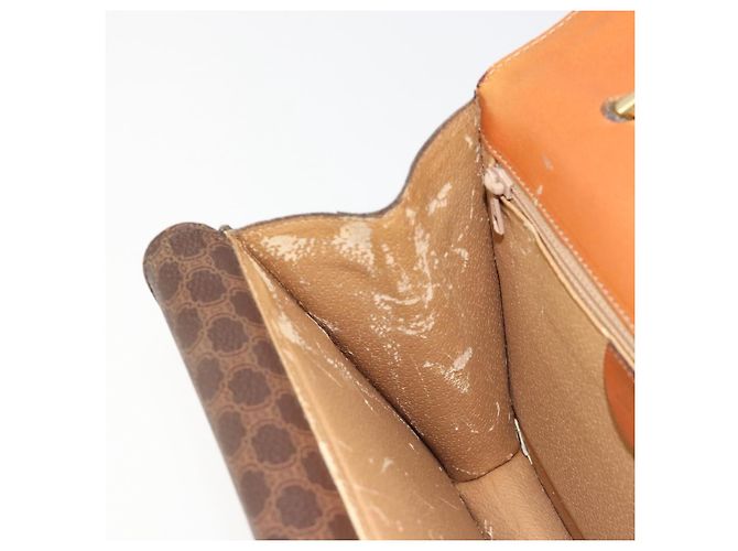 Céline Borsa CELINE Macadam Canvas PVC Pelle Marrone Oro Auth 182108 D'oro - vista 21