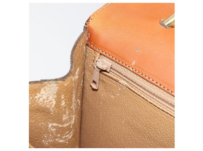 Céline Borsa CELINE Macadam Canvas PVC Pelle Marrone Oro Auth 182108 D'oro - vista 22