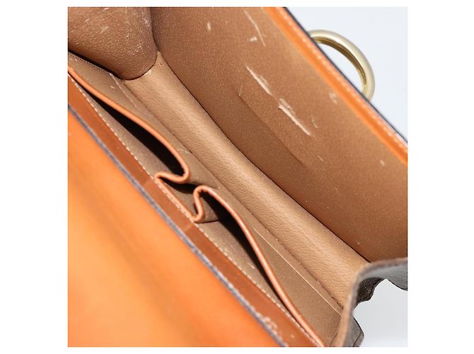 Céline Borsa CELINE Macadam Canvas PVC Pelle Marrone Oro Auth 182108 D'oro - vista 24