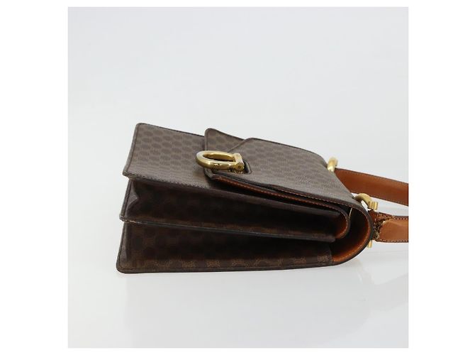 Céline Borsa CELINE Macadam Canvas PVC Pelle Marrone Oro Auth 182108 D'oro - vista 3