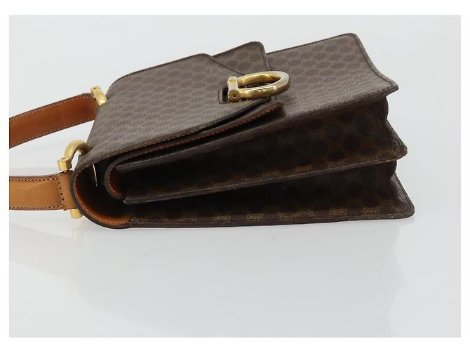 Céline Borsa CELINE Macadam Canvas PVC Pelle Marrone Oro Auth 182108 D'oro - vista 4