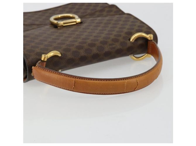 Céline Borsa CELINE Macadam Canvas PVC Pelle Marrone Oro Auth 182108 D'oro - vista 7