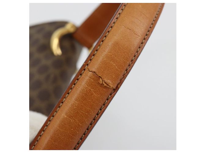 Céline Borsa CELINE Macadam Canvas PVC Pelle Marrone Oro Auth 182108 D'oro - vista 9