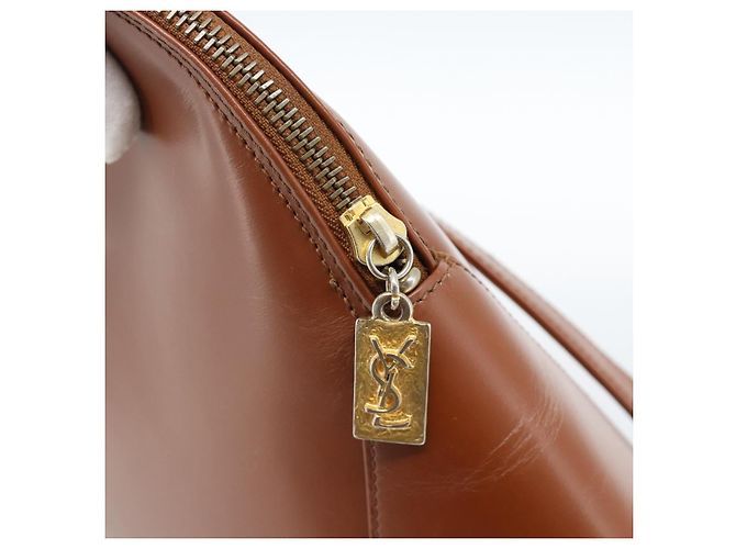 SAINT LAURENT Borsa in Pelle 2way Marrone Oro Auth 183013 D'oro - vista 10