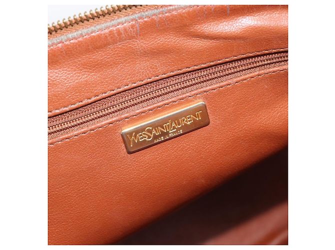SAINT LAURENT Borsa in Pelle 2way Marrone Oro Auth 183013 D'oro - vista 11