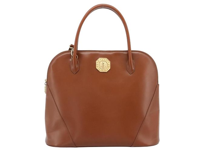 SAINT LAURENT Borsa in Pelle 2way Marrone Oro Auth 183013 D'oro - vista 13