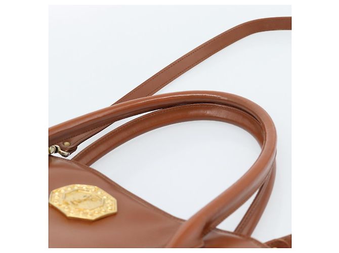 SAINT LAURENT Borsa in Pelle 2way Marrone Oro Auth 183013 D'oro - vista 14