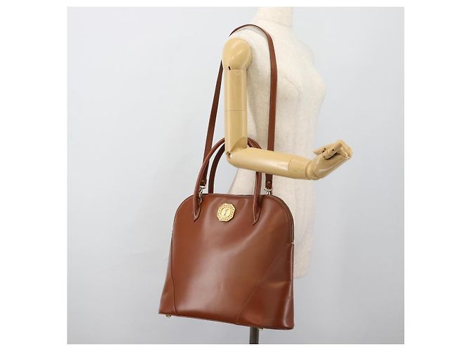 SAINT LAURENT Borsa in Pelle 2way Marrone Oro Auth 183013 D'oro - vista 23