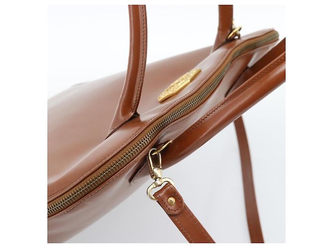 SAINT LAURENT Borsa in Pelle 2way Marrone Oro Auth 183013 D'oro - vista 6
