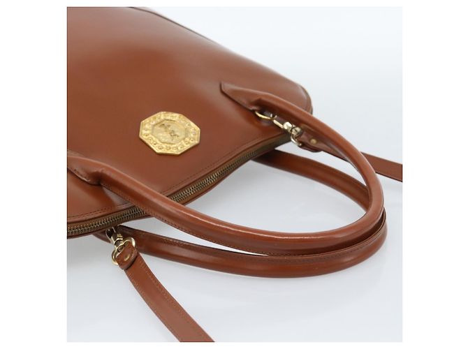 SAINT LAURENT Borsa in Pelle 2way Marrone Oro Auth 183013 D'oro - vista 7