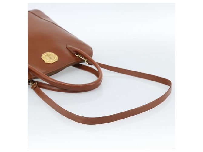 SAINT LAURENT Borsa in Pelle 2way Marrone Oro Auth 183013 D'oro - vista 8