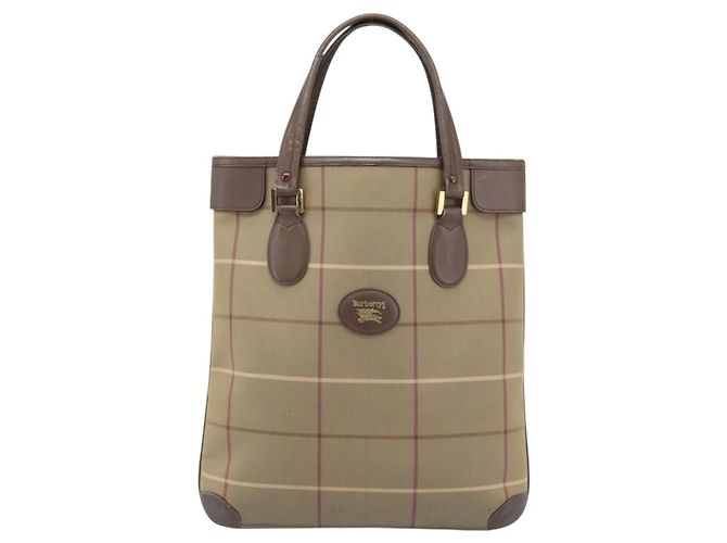 Borsa Tote Burberry Nova Check in tela beige e oro Auth 184530 D'oro - vista 13